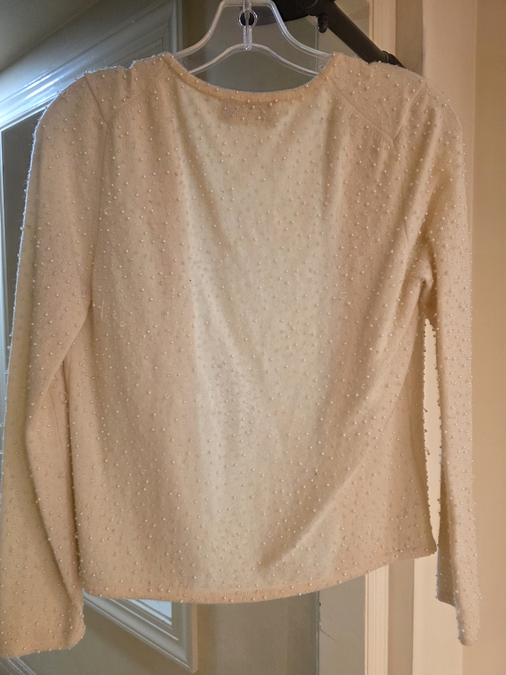 Saks Fifth Avenue Light Cream Beaded Open Cardigan - Picture 3 of 4